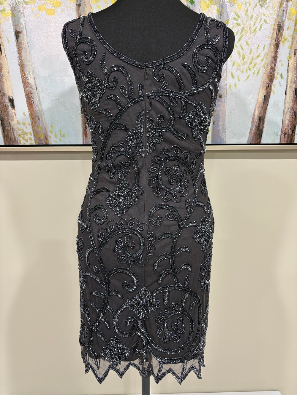 Embellished Black Beaded Sleeveless Flapper Cocktail Dress - Picture 3 of 16